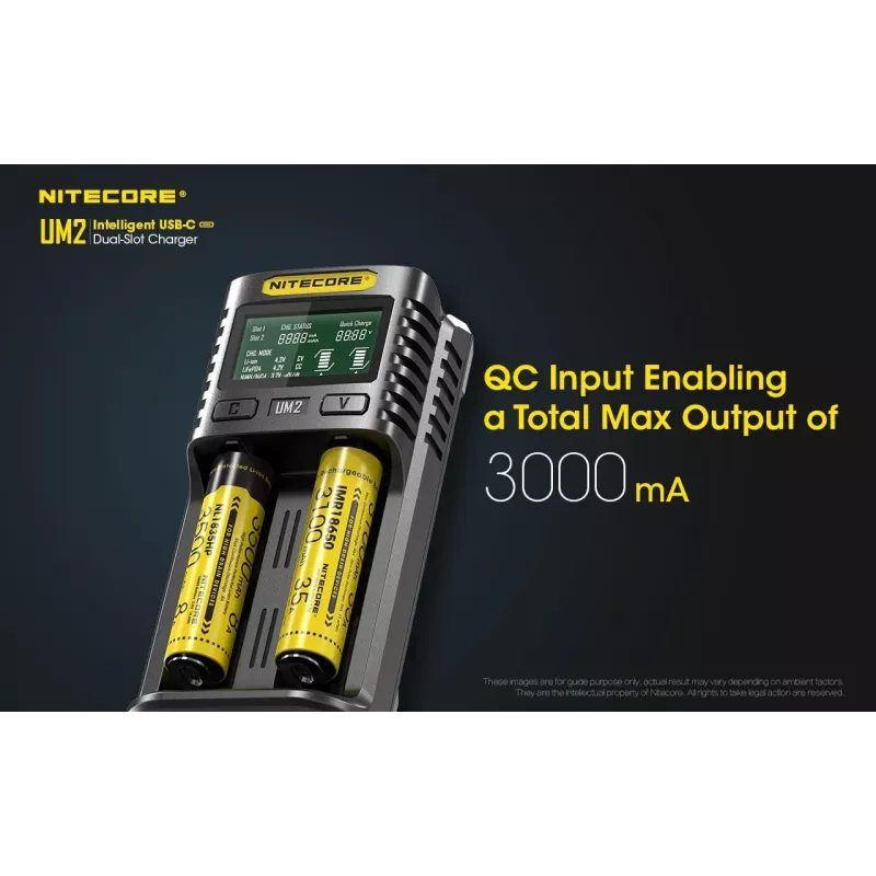 Nitecore UM2 nabíjačka batérií domáce batérie DC lítium-iónové nikel-kadmiové