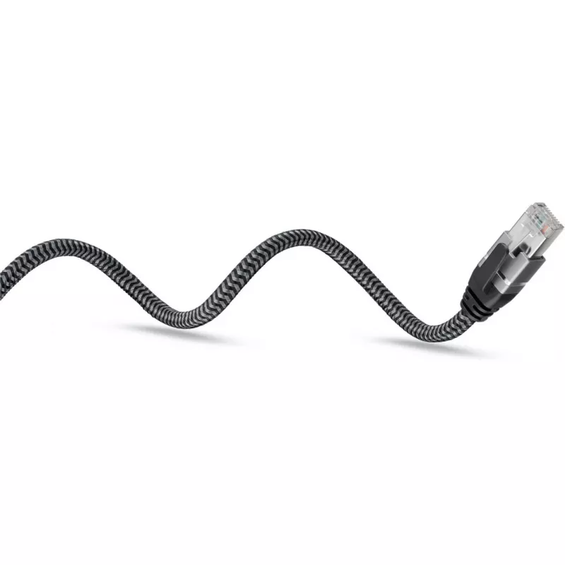 Ethernet kábel USB-C 3.2 Gen2 konektor samec > RJ-45 konektor samec, LAN adaptér čierny/strieborný, 1,5 metra, pletené textilné opláštenie