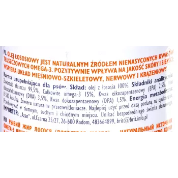 Výživový olej Brit Care BRIT 1000 ml – doplnok pre kožu a srsť pre psov a mačky, 1 l fľaša
