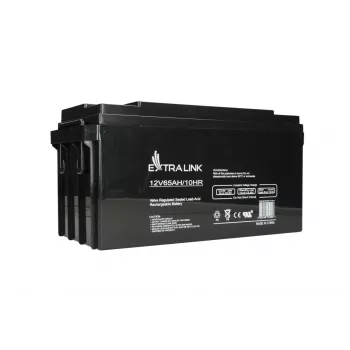 Uzavretá olovená batéria Extralink Akkumulator AGM 12V 65Ah, VRLA, čierna, 1 ks