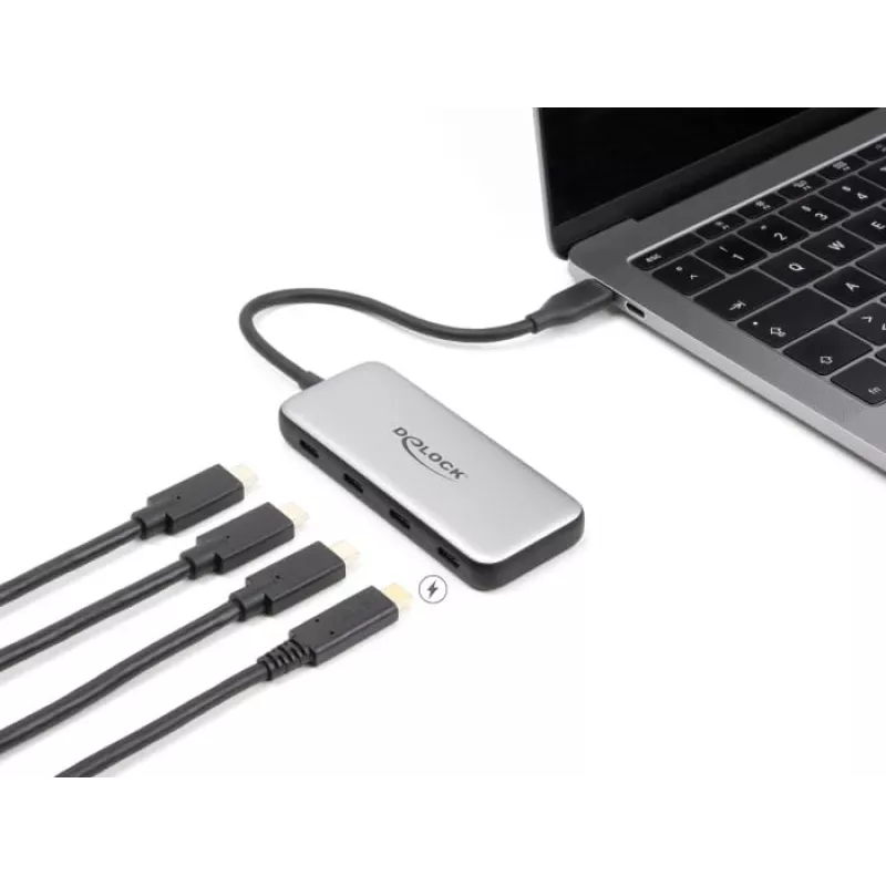 DeLOCK 64261 USB 3.2 Gen 1 Type-C hub 10000 Mbit/s čierny sivý