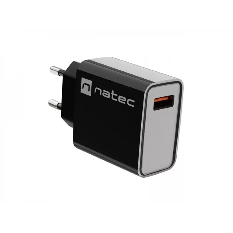 Natec Ribera NUC-2058 sieťová nabíjačka, 18 W, 1x USB-A, do 3 A, Quick Charge 3.0, Samsung AFC, Huawei FCP/SCP, čierna