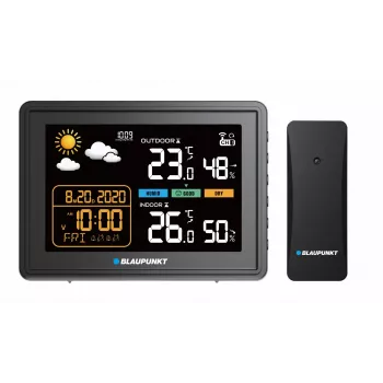Meteorologická stanica BLAUPUNKT WS30BK s bezdrôtovým vonkajším senzorom, farebný LCD, hodiny, alarm, barometer, °C, 1 senzor