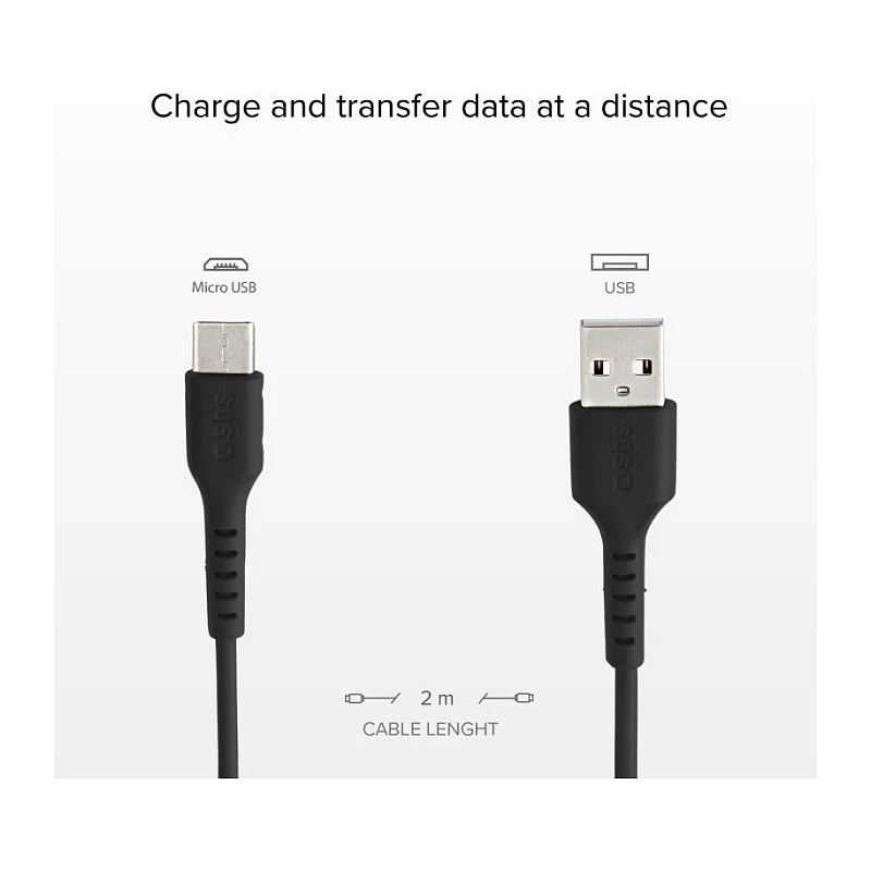 SBS TECABLEMICRO2K 2 m USB A Micro-USB B samec-samec čierny USB kábel (TEKabelMICRO2K)