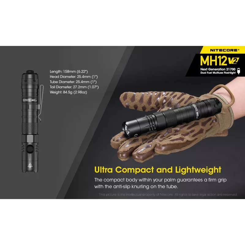Ručná baterka Nitecore MH12 V2 čierna