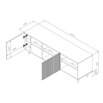 Cama RTV skrinka PAFOS 150x42x52 biela matná