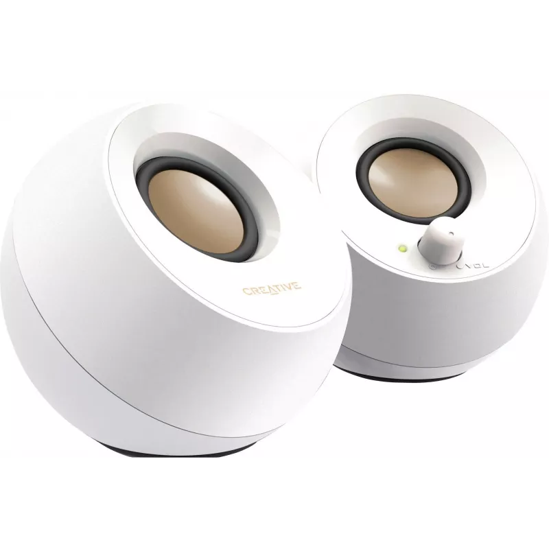 Creative Pebble 2.0 stolové stereo reproduktory, biela
