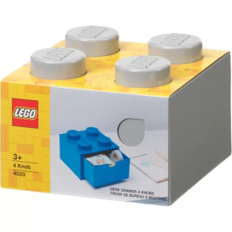 LEGO zásuvka na stôl 4, úložná krabica sivá, výstupky