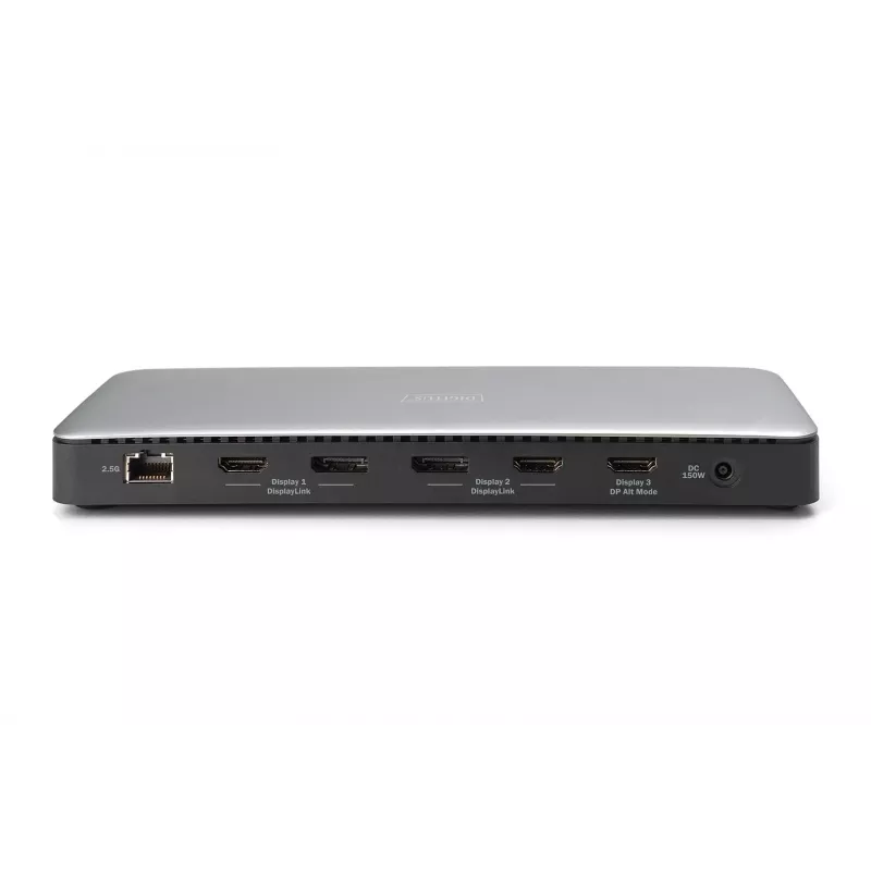 Digitus DA-70918 dokovacia stanica USB-C, 13 portov, 3x HDMI, 2x DP, 4x USB-A, 1x USB-C, RJ-45 1GbE, SD, audio, 150 W