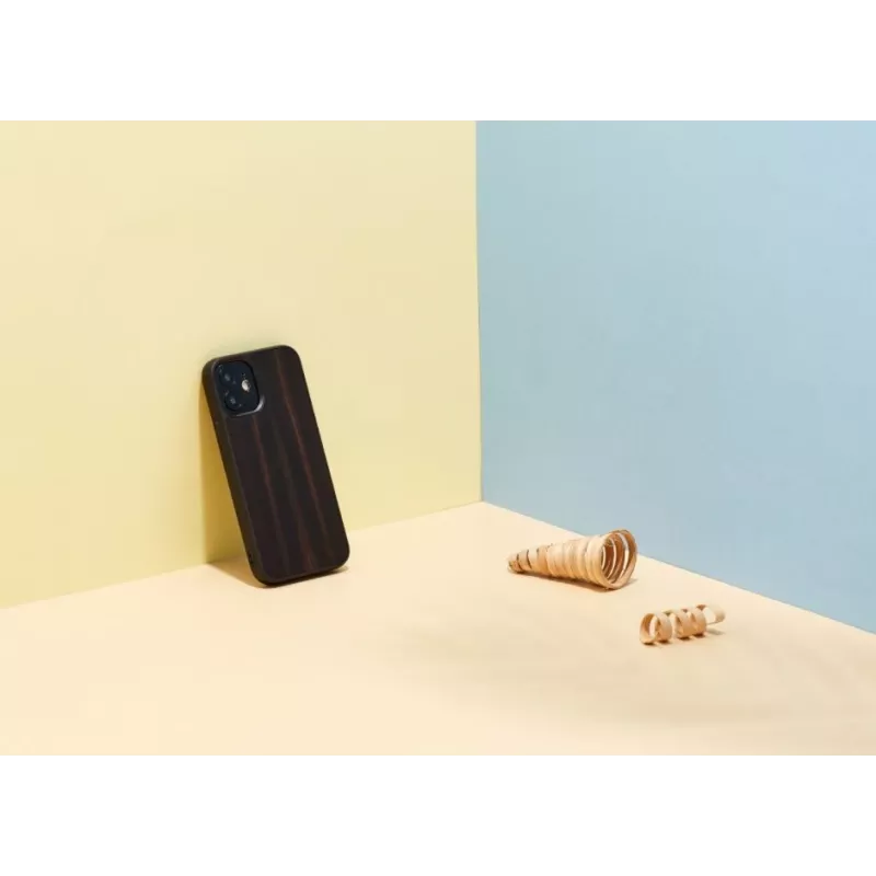 Ochranné puzdro Man and Wood pre iPhone 12 mini – ebenové drevo čierna