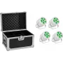 Sada LED PAR reflektorov EUROLITE Silent PAR 6 QCL Floor – 4 jednotky s transportným kufrom
