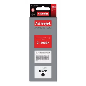 Tintová kazeta ActiveJet AC-G490Bk čierna, kompatibilná s Canon GI-490BK, pigmentová čierna 135 ml, vysoký (XL) výťažok