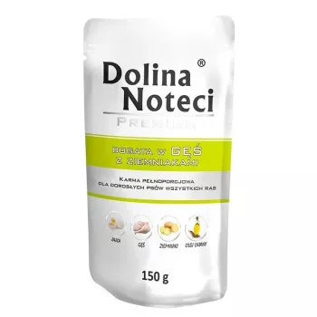 Dolina Noteci Premium bohaté na hus so zemiakmi mokré krmivo pre psov, 150 g