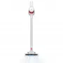 Akumulátorový vysávač Adler AD 7051 — 300 W max, 22,2 V batéria, 0,6 l bez vrecka, nerezová rúra, EPA F8, LED svetlo, biela/červená