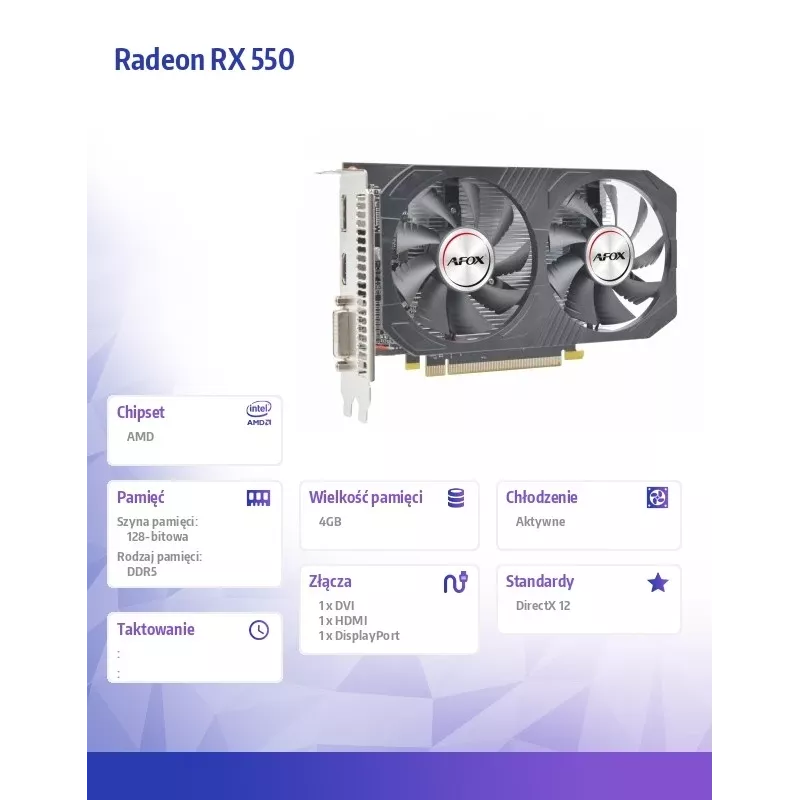 AFOX Radeon RX 550 4GB GDDR5 PCI-E 3.0 grafická karta