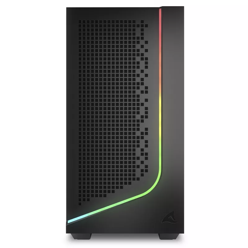 PC skriňa Sharkoon J1000 ARGB mATX — Mid-Tower Micro-ATX skriňa s ARGB osvetlením