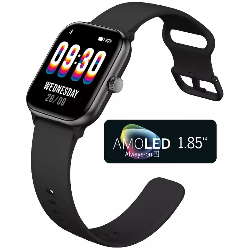 Beafon SmartWatch 201 (201_EU001BS) inteligentné hodinky, hranaté, čierno-strieborné