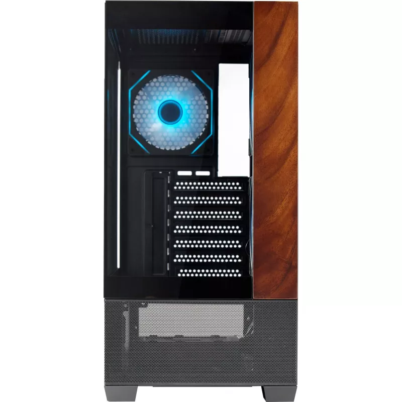 Cooler Master Elite 690 PC skriňa, Midi-Tower, ATX, temperované sklo - 4x ARGB ventilátor, drevo, čierna