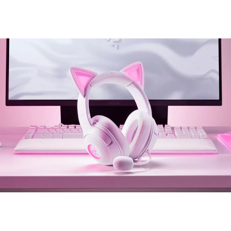 Headset Razer Kraken Kitty V2 Wired USB Type-A biela — circumaurálny, hlavový most, 20–20000 Hz, 2 m kábel