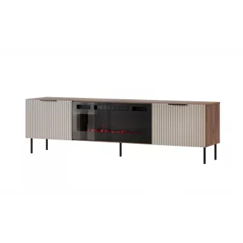TV skrinka Cama Meble ALMERA 180,5×42×52,5 cm orech/cashmere s čiernym krbom