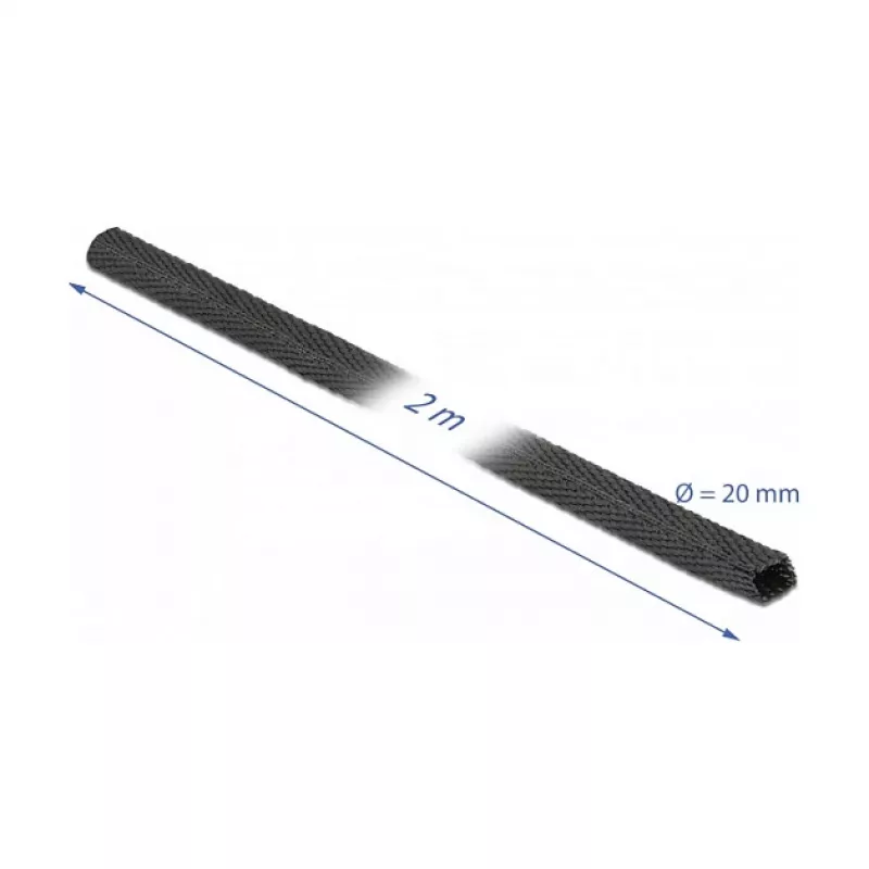 Teplom zmršťovacia hadica DeLOCK Fabric 2 m x 20 mm 2:1 čierna