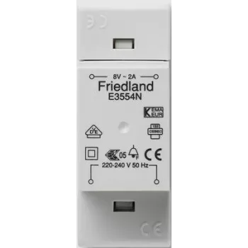Friedland E3554N, 220 – 240 V, 50 Hz, 8 V, 2 A, sivá, 34 mm