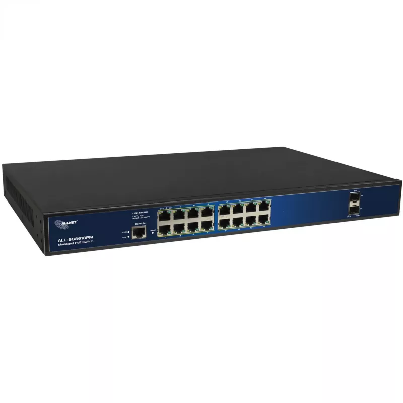 PoE switch ALLNET ALL-SG8618PM 18-portový Gigabit (16 PoE + 2 uplink)