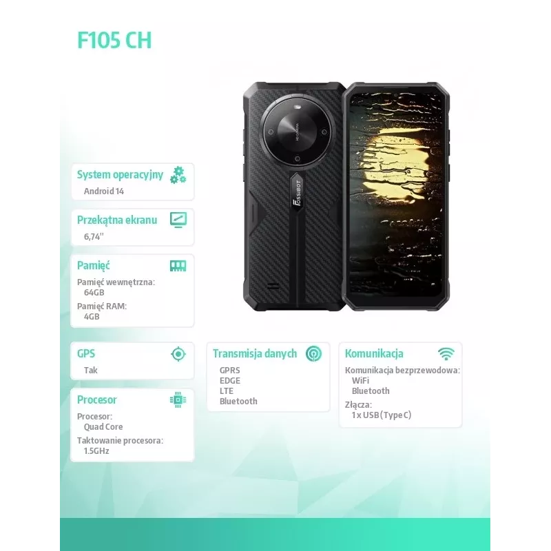 Smartphone FOSSiBOT F105 čierny Ch — FOSSIBOTF105SchwarzCH