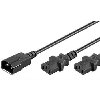 Microconnect PE061318 napájací kábel čierny 1,8 m konektor samica C14 2 x konektor samica C13