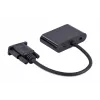 Videokábel adaptér GEMBIRD A-VGA-HDMI-02 0,15 m — HDMI + VGA (D-Sub) konektor samica na VGA (D-Sub) konektor samec, čierny