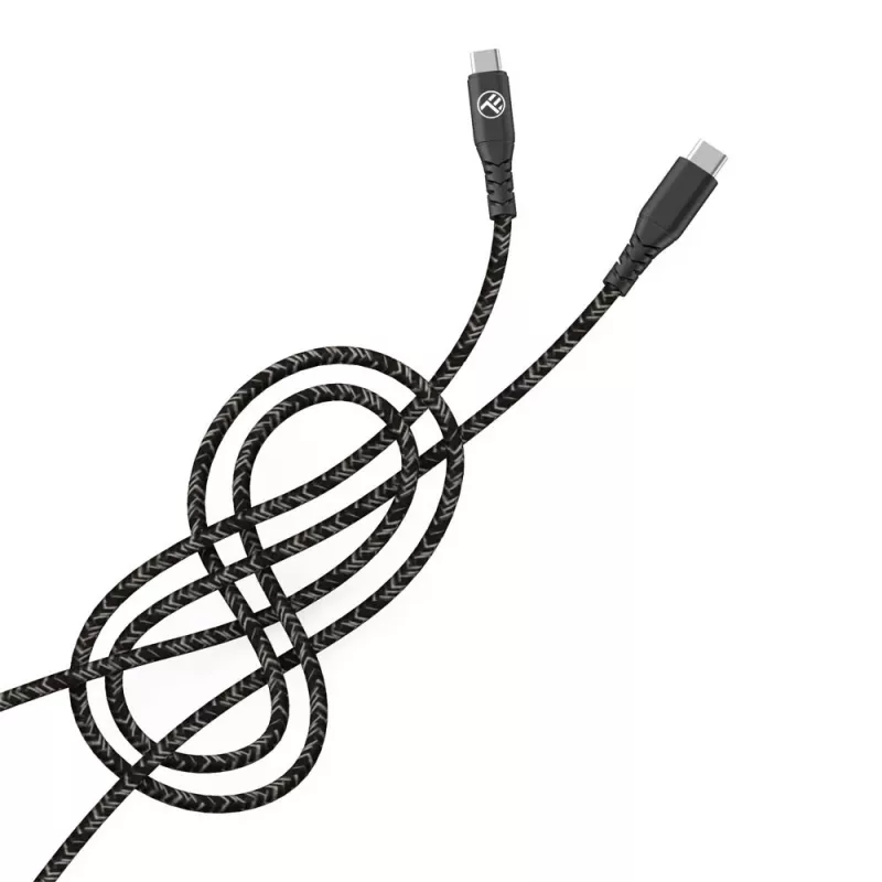 Dátový kábel USB Type-C na Type-C Tellur TLL155471, 1 m, 3 A, 60 W PD, nylonový oplet, čierny