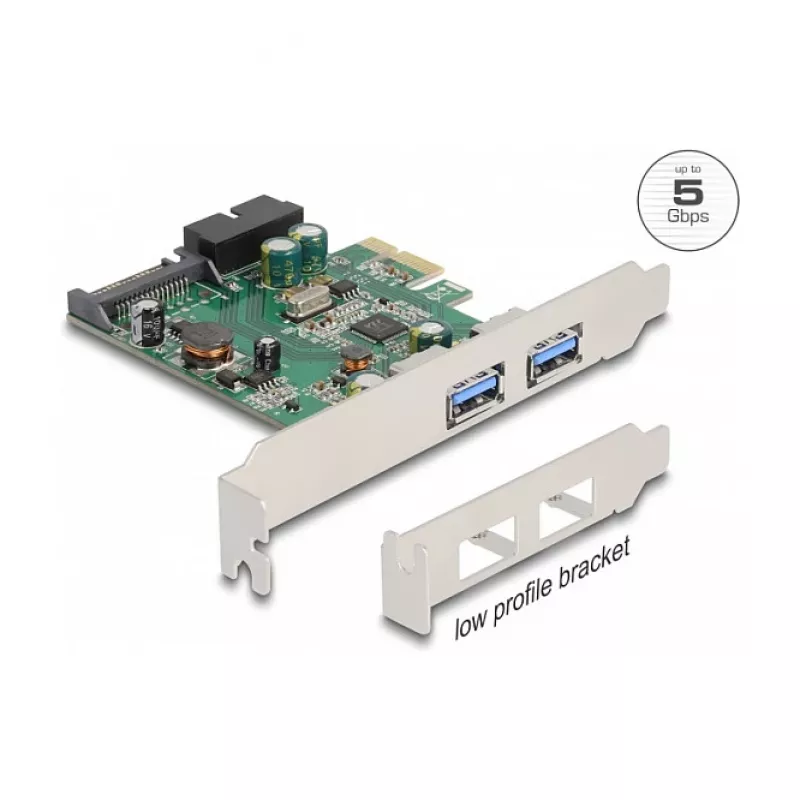 DeLOCK karta PCI Express x1 na 2 x USB 3.2 Gen 1 Type-A + 1 x interný 19-pinový header
