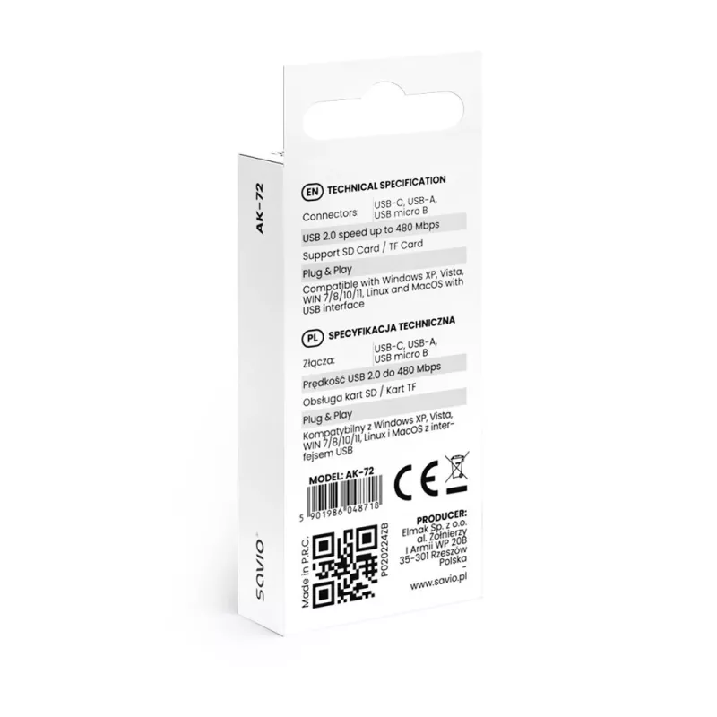 SD-čítacia kariet 3-in-1, USB-C + USB-A 2.0 + Micro-USB