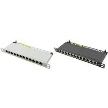 LogiLink - patch panel - montáž do racku - RJ-45 X 12 - svetlosivý, RAL 7035 - 0,5U - 25,4 cm (10)