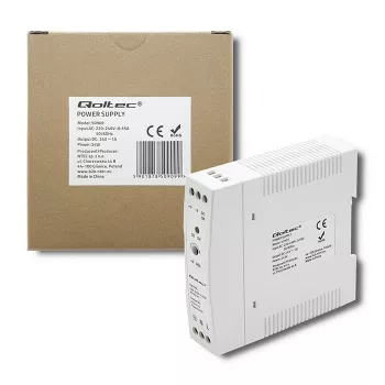 Qoltec DIN lištový napájací zdroj | 24W | 24V | 1A | biely | tenký