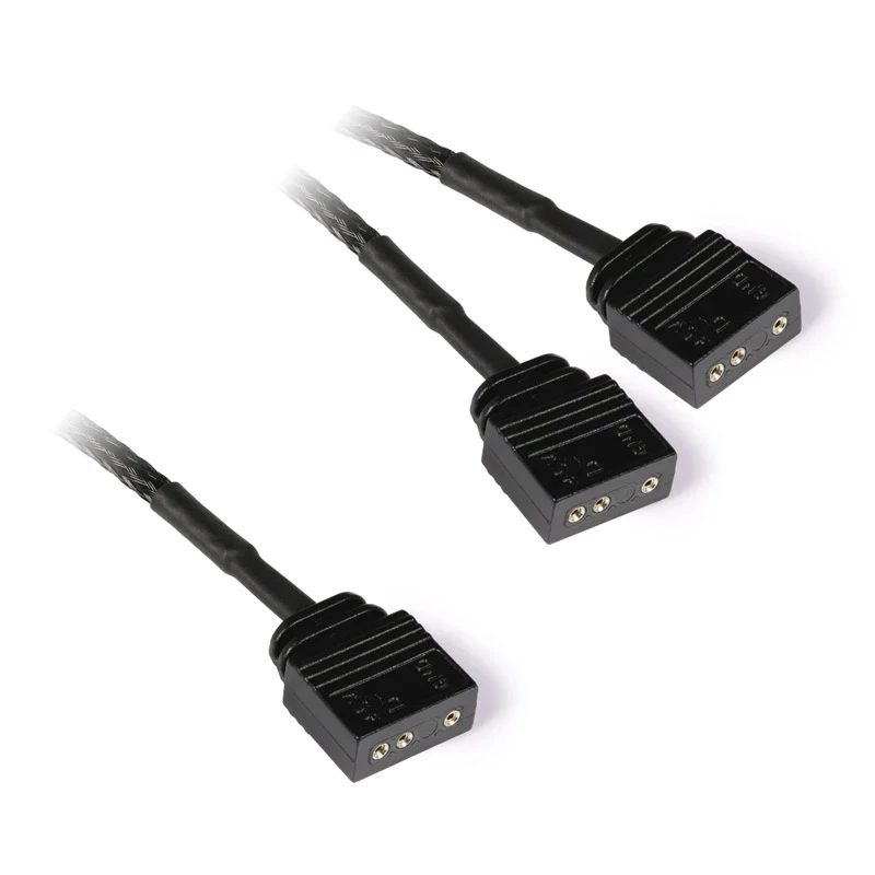 Y-káblový rozbočovač aRGB 3-pin na 2x 3-pin, 60cm čierny, vrátane konektorov