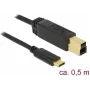 USB kábel DeLOCK 83674 USB 3.2 Gen 2 0,5 m USB C USB B čierny