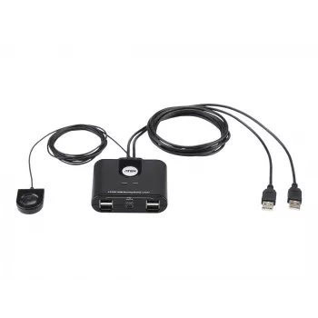 USB 2.0 2-port zariadenie na zdieľanie periférií ATEN US224AT — USB Type-A, 1,8 m kábel, čierna