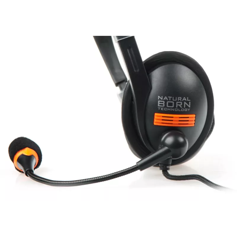 NATEC Drone headset káblový s hlavovým mostom telefonovanie/hudba čierna, oranžová