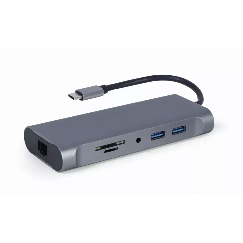 Gembird A-CM-COMBO7-01 dokovacia stanica/port replikátor pre notebook USB 3.2 Gen 1 (3.1 Gen 1) Type-A sivý