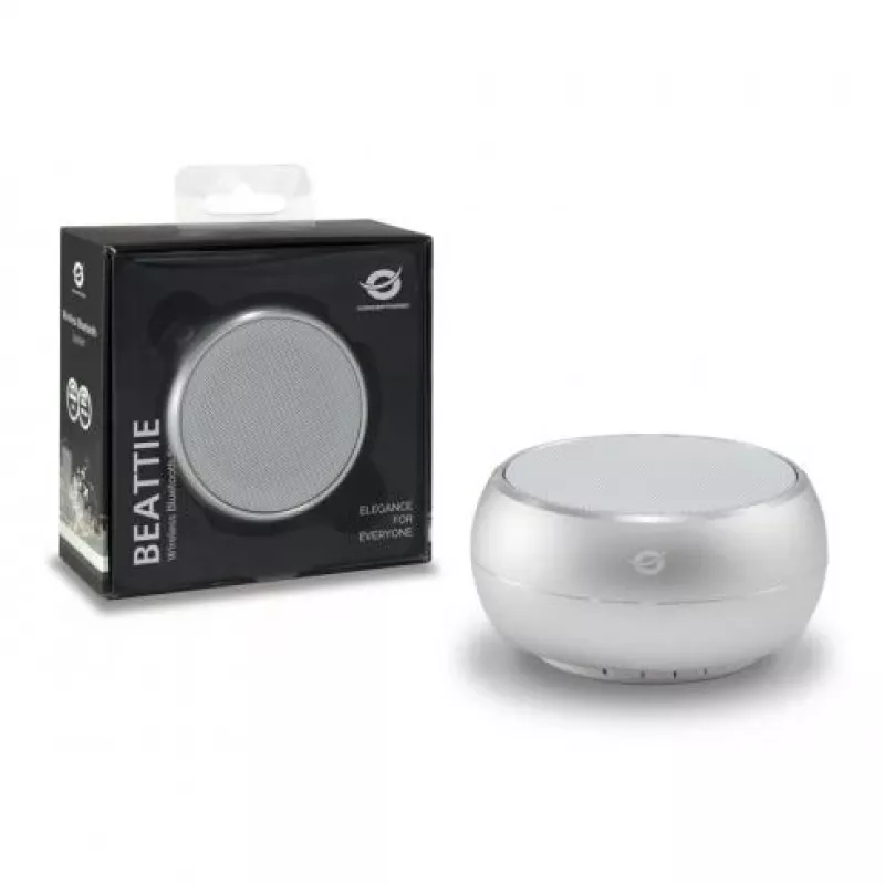 Conceptronic BEATTIE 01S bezdrôtový Bluetooth reproduktor, 3 W, Bluetooth 3.0+HS, vstavaný mikrofón, microSD, Micro-USB, strieborný