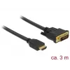 Videokábel adaptér DeLOCK 85655 3 m HDMI Type-A DVI čierny