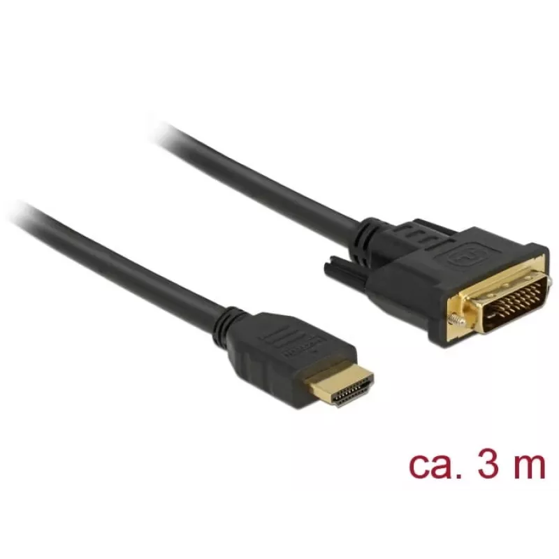 Videokábel adaptér DeLOCK 85655 3 m HDMI Type-A DVI čierny