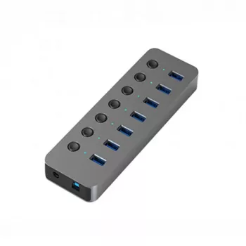 Adaptér USB A 3.0 – 7 x USB 3.0 s vypínačmi
