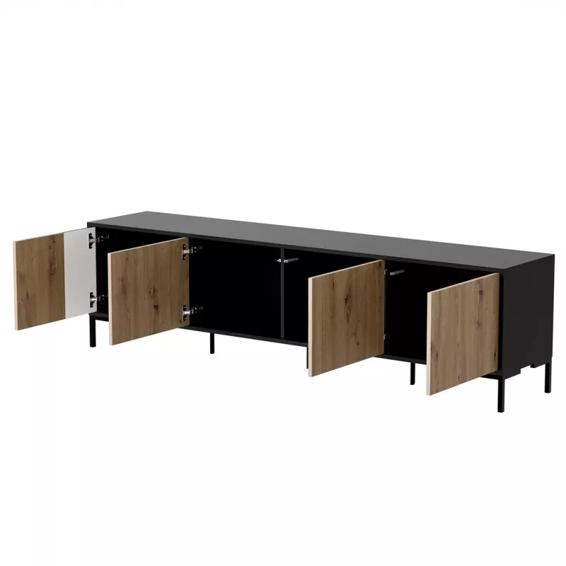 Cama MERCI RTV skriňa 200 x 40 x 54 cm čierna/dub artisan