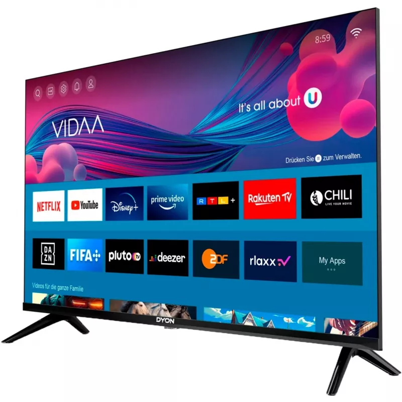 Dyon SMART 43 VX LED TV 108 cm 109,20 cm (43) DVB-S2, DVB-C, DVB-T2, CI+, Full HD, Smart TV, WLAN čierna [energetická trieda E] (D800218)