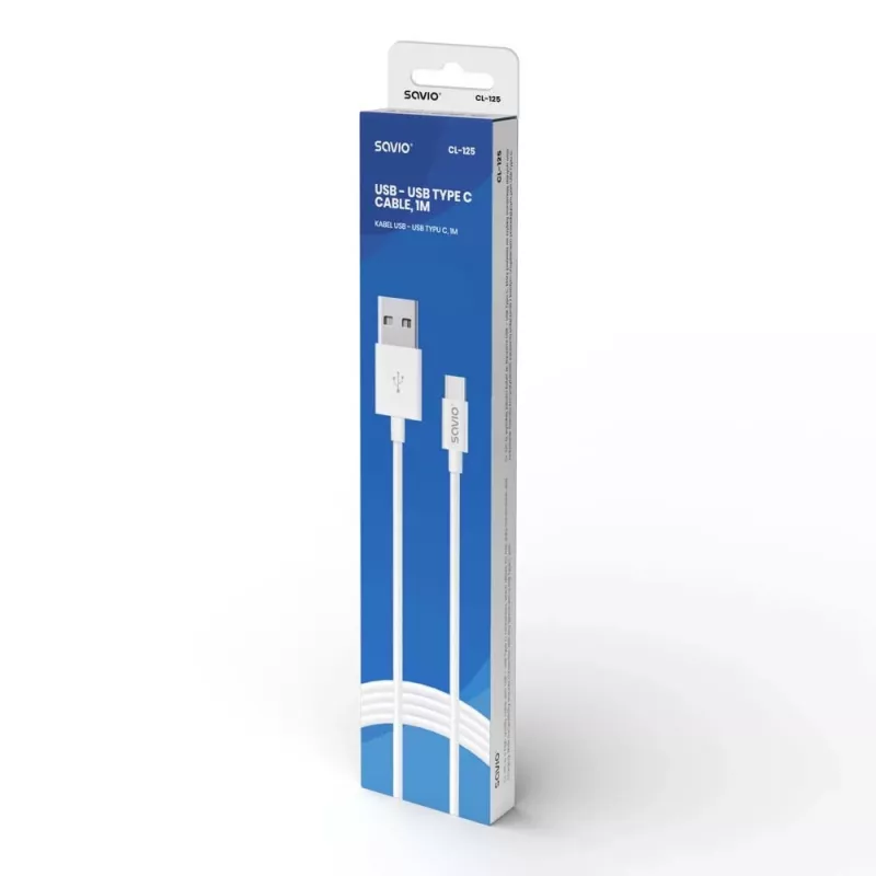 Savio CL-125 USB kábel USB 2.0 1 m USB A USB C biely