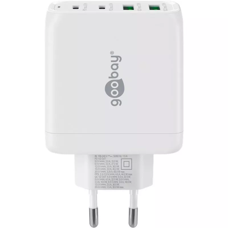 Goobay 64818 nabíjačka pre mobilné zariadenia slúchadlá – notebook – smartfón biela AC rýchlonabíjanie interiérová (64818)