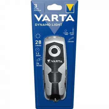 Varta Dynamo Light LED - ručná baterka - čierna - sivá - plast - 3 lampy - 28 lm - 26 m