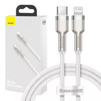 USB-C na Lightning kábel Baseus Cafule 1 m, 20 W, zinkové puzdro, biela